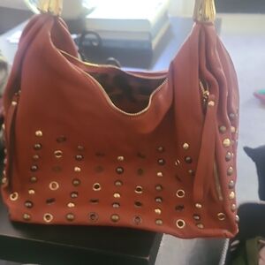 B. Makowsky Studded Brown Shoulder Bag
